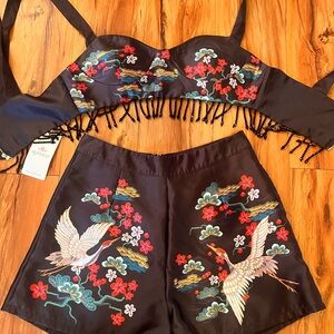 Embroidered Black Two-Piece Set